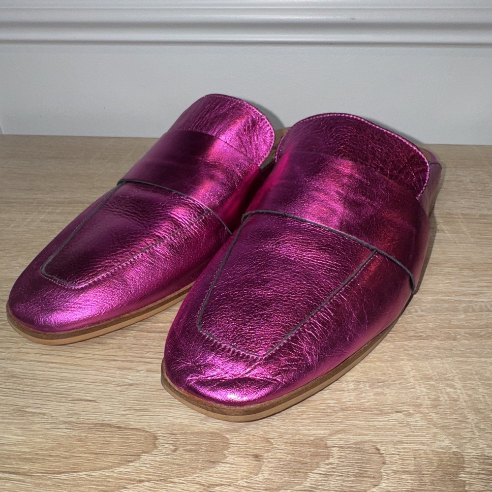 Free People Women's Metallic Pink Magenta At Ease Loafer Mule EU 41 US 20.5 NWOB - Picture 3 of 10